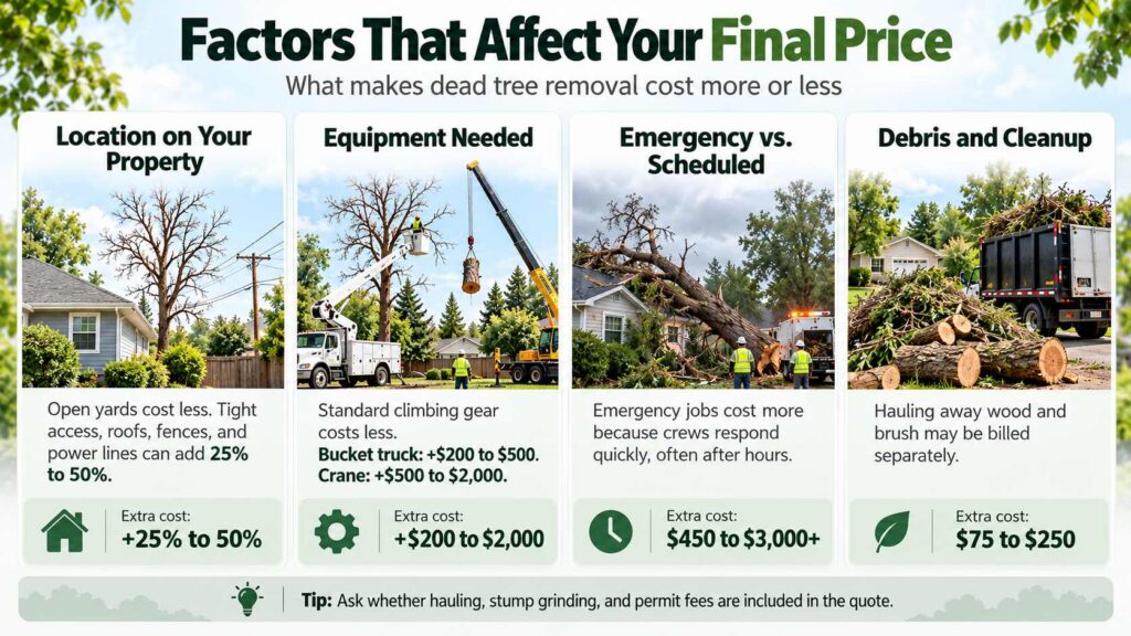 tree removal pricing factors
